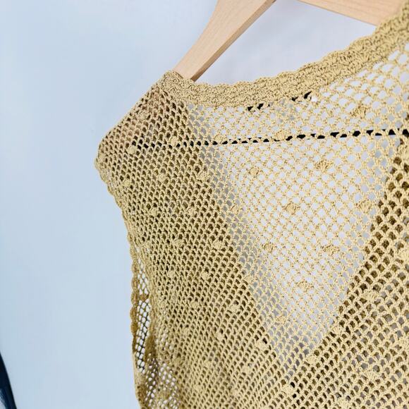 Vintage Banana Republic Crochet Knit Vest XL – Boho Button-Front Sleeveless Top - Picture 6 of 7